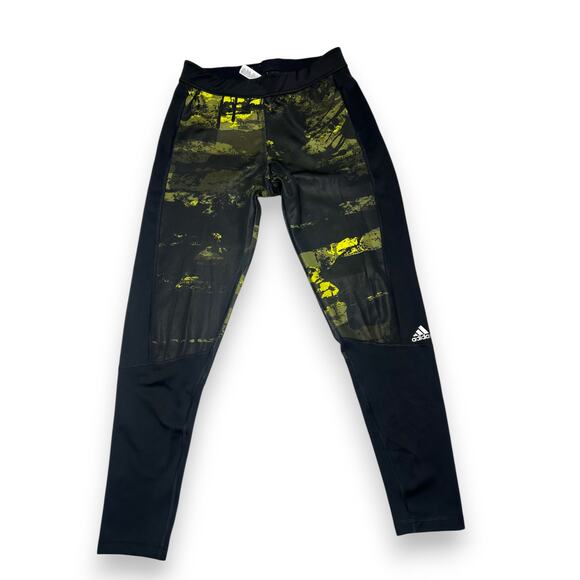 Adidas Techfit Compression Black & Neon Yellow Camo Mens Medium - Picture 1 of 11